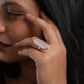 Natural Rose Quartz Oval Silver Ring