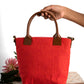 Red Linen Sling Bag