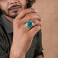 Teal Horizon Round Chrysocolla Silver Ring