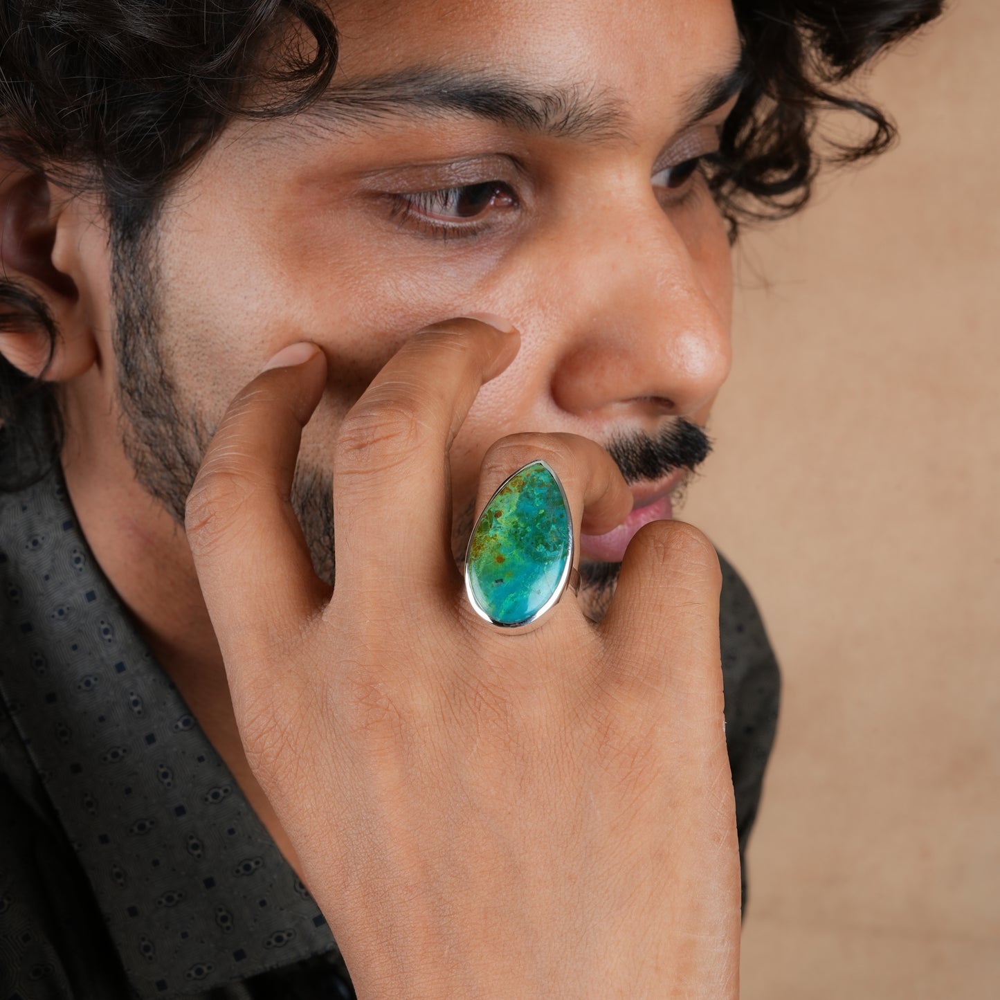 Ocean Drop Chrysocolla Silver Ring