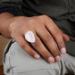 Natural Rose Quartz Drop Silver Ring