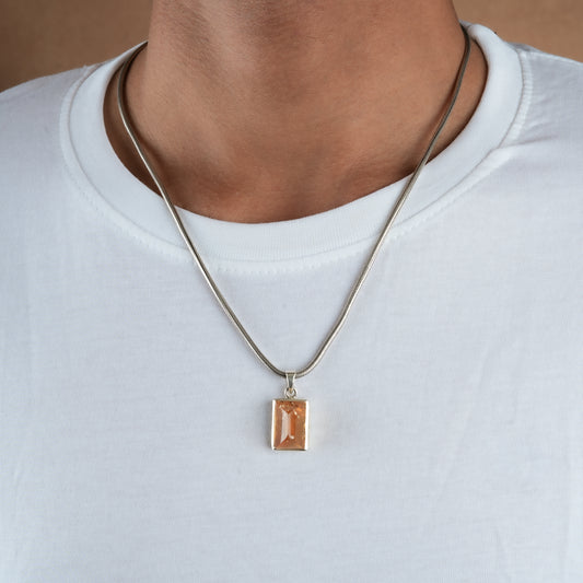 Citrine Pyramid Silver Pendant