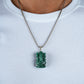 Green Aventurine Lord Ganesha Silver Pendant