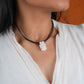 Leather And Pearl Bunch Necklace