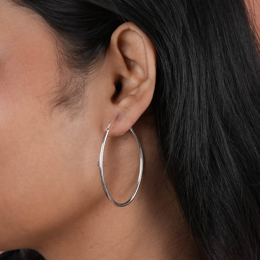 Oval Silver Hoops(5.5cm)