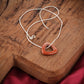 Carved Natural Red Jasper Triangle Silver Necklace