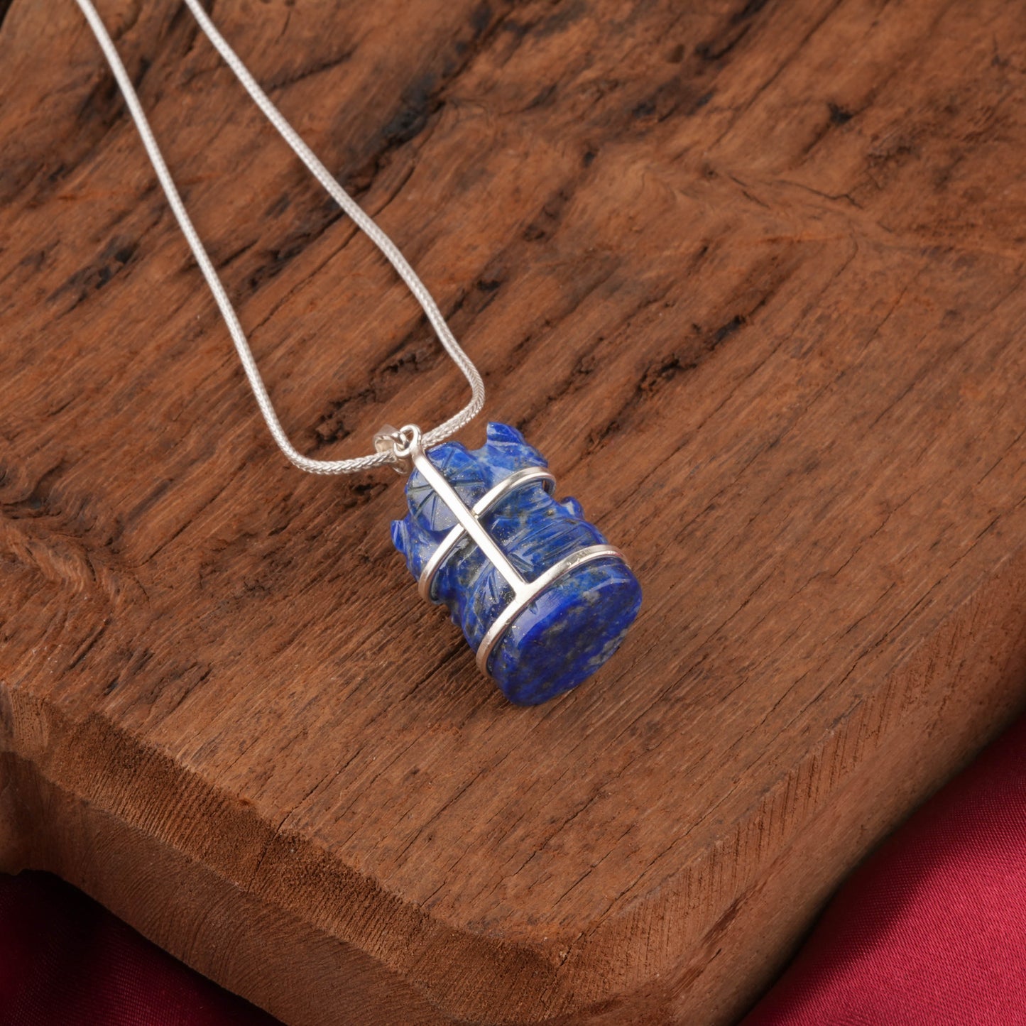 Lapis Lazuli Lord Ganesha Silver Pendant