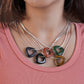 Carved Lapis Lazuli Triangle Silver Necklace