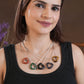 Carved Natural Tiger Stone Triangle Silver Necklace