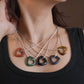 Carved Natural Tiger Stone Triangle Silver Necklace