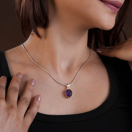Silver And Amethyst Chakra Necklace