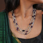 Tri layered Silve Aquamarine Amethyst Necklace