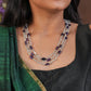 Tri layered Silve Aquamarine Amethyst Necklace