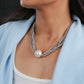 Statement Grey And White Pearl Necklace