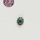 Green Aura Green Stones Silver Nose Pin