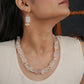 Rose Quartz Tumbles Pearls Necklace Set