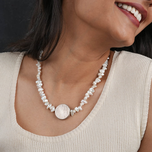 Silver Full Moon Necklace
