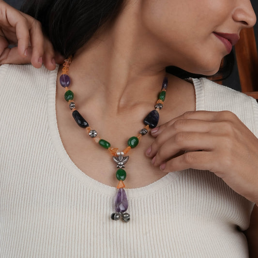 Multi Stone Silver Necklace
