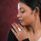 Moonstone Long Tear Drops Silver Ring