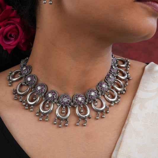 Divya Mohini Temple Silver Necklace Set