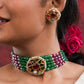 Navratna Gold Plated Silver Choker Set