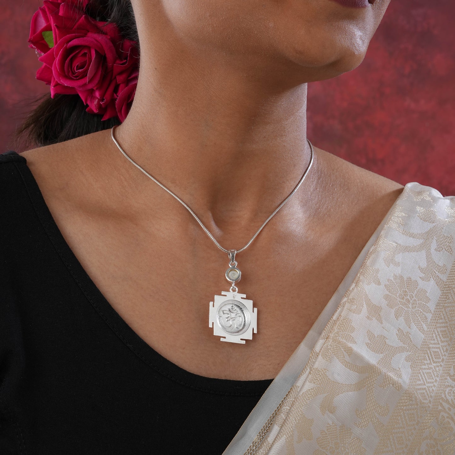 Sri Yantra With Pearl Pendant