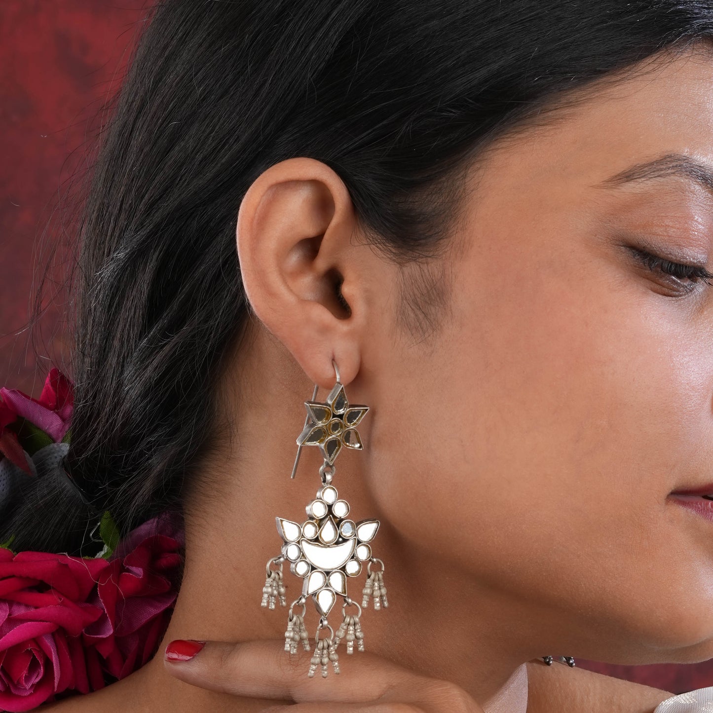 Madhu Chandrika Silver Earring