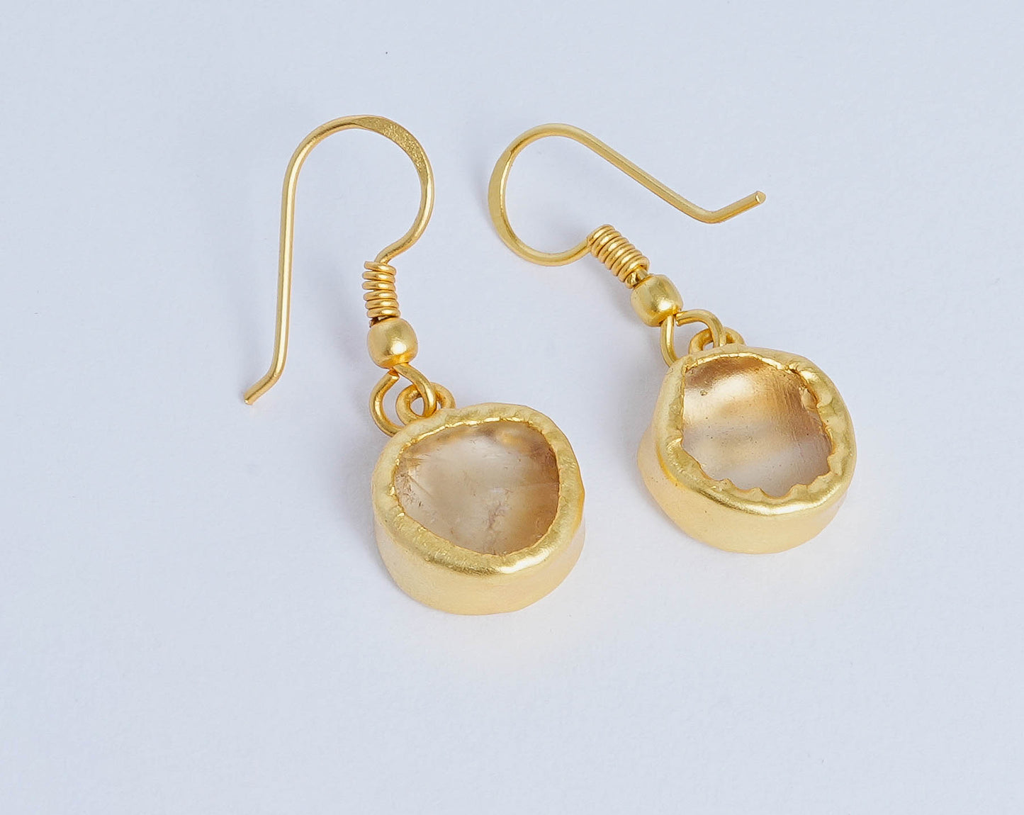 Uncut Round Citrine Earrings