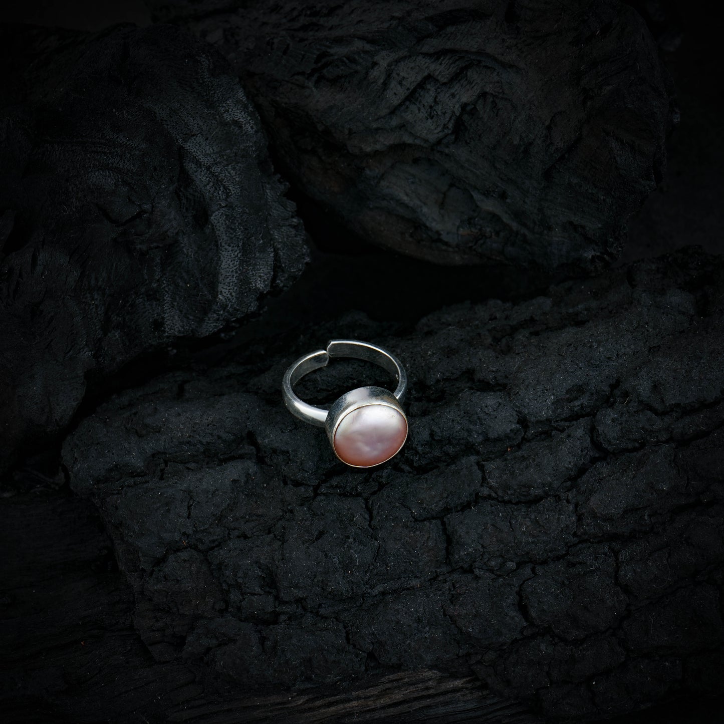 Peach Freshwater Coin Pearl Ring