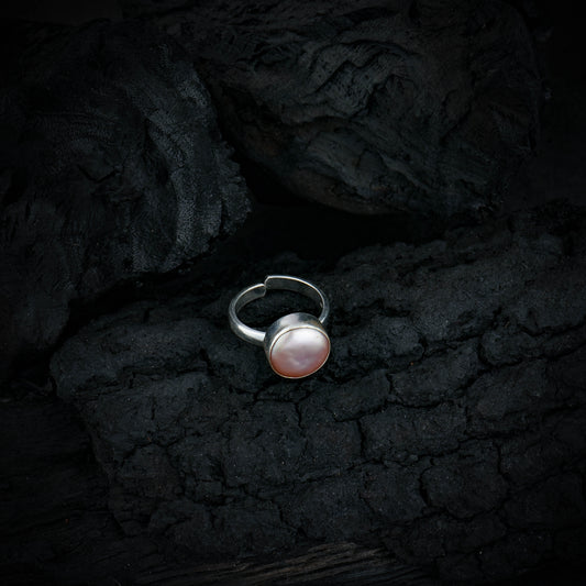 Peach Freshwater Coin Pearl Ring