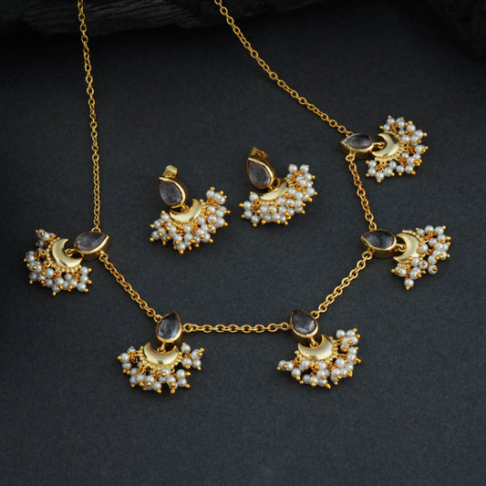 Half Moon Crystal Festive Necklace Set