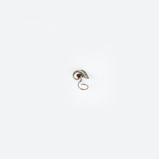 Leaf Rosebud Silver Nose Pin