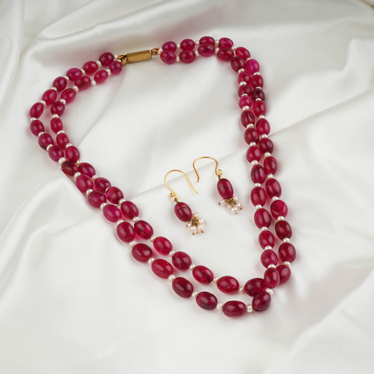 Pink Quartz Necklace Set