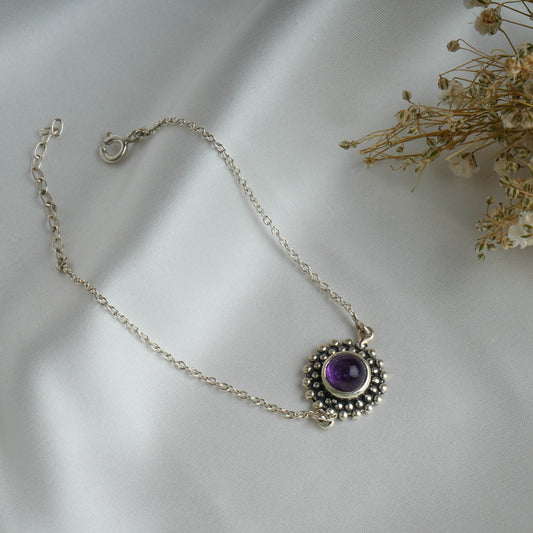 Dainty Amethyst Silver Bracelet