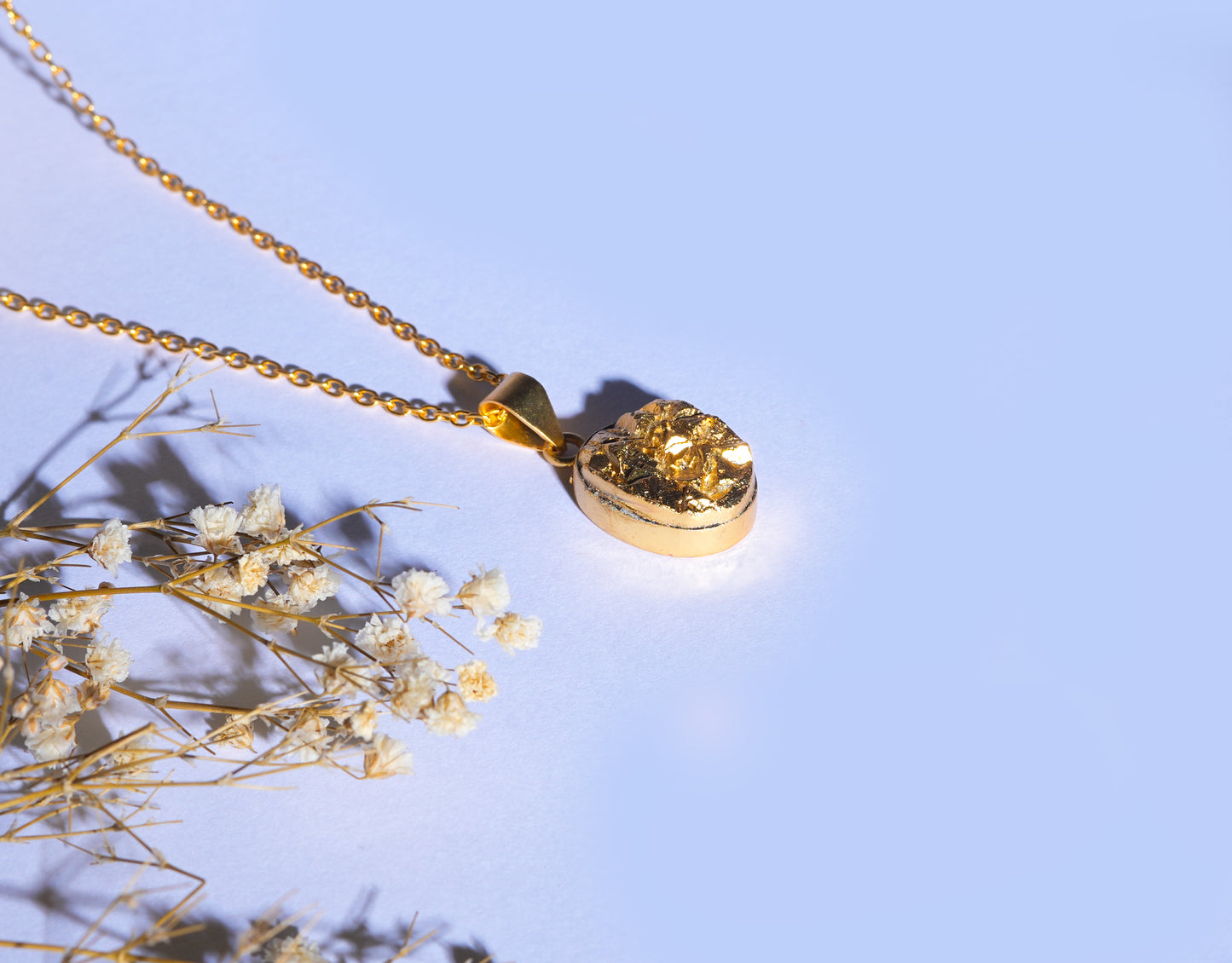 Gold Dipped Pyrite Necklace