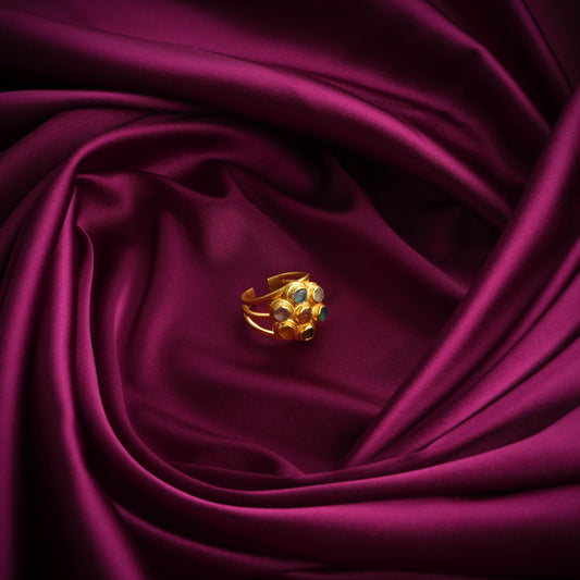 Raw Radiance Natural Uncut Semiprecious Stones Ring