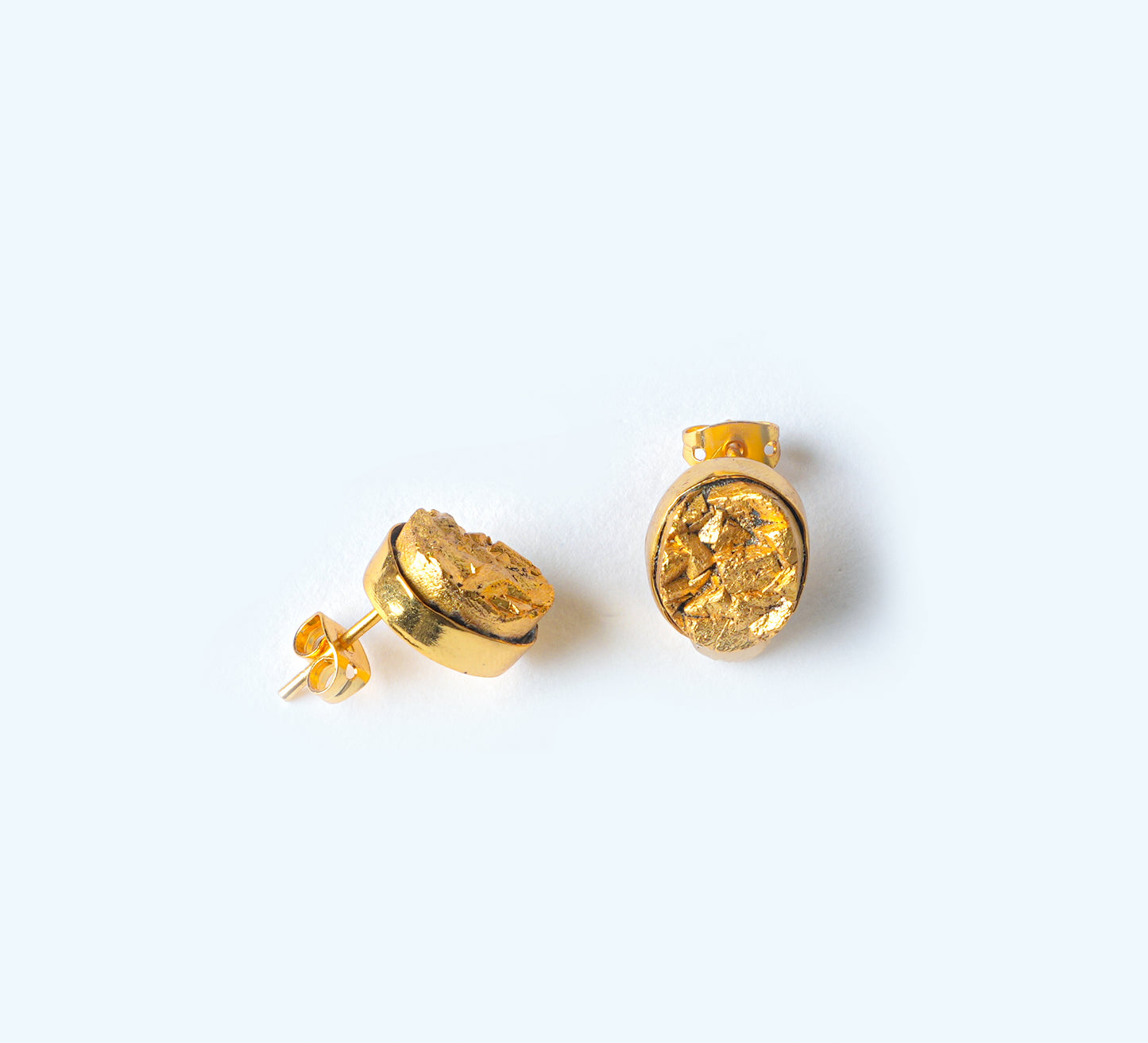 Gold-Dipped Pyrite Studs