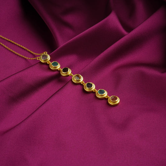 Raw Radiance Natural Uncut Stones Long Pendant Necklace