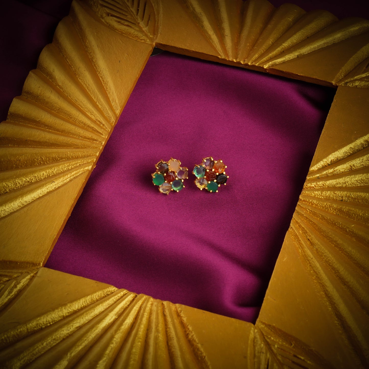 Raw Radiance Natural Uncut Semiprecious Stones Studs