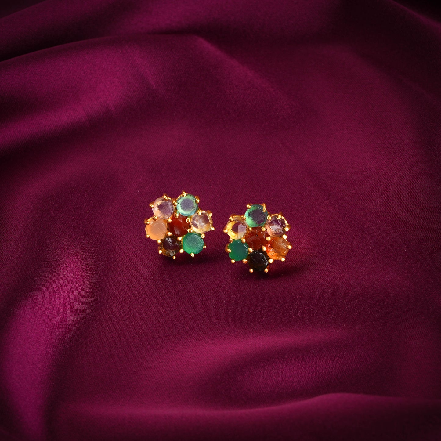 Raw Radiance Natural Uncut Semiprecious Stones Studs