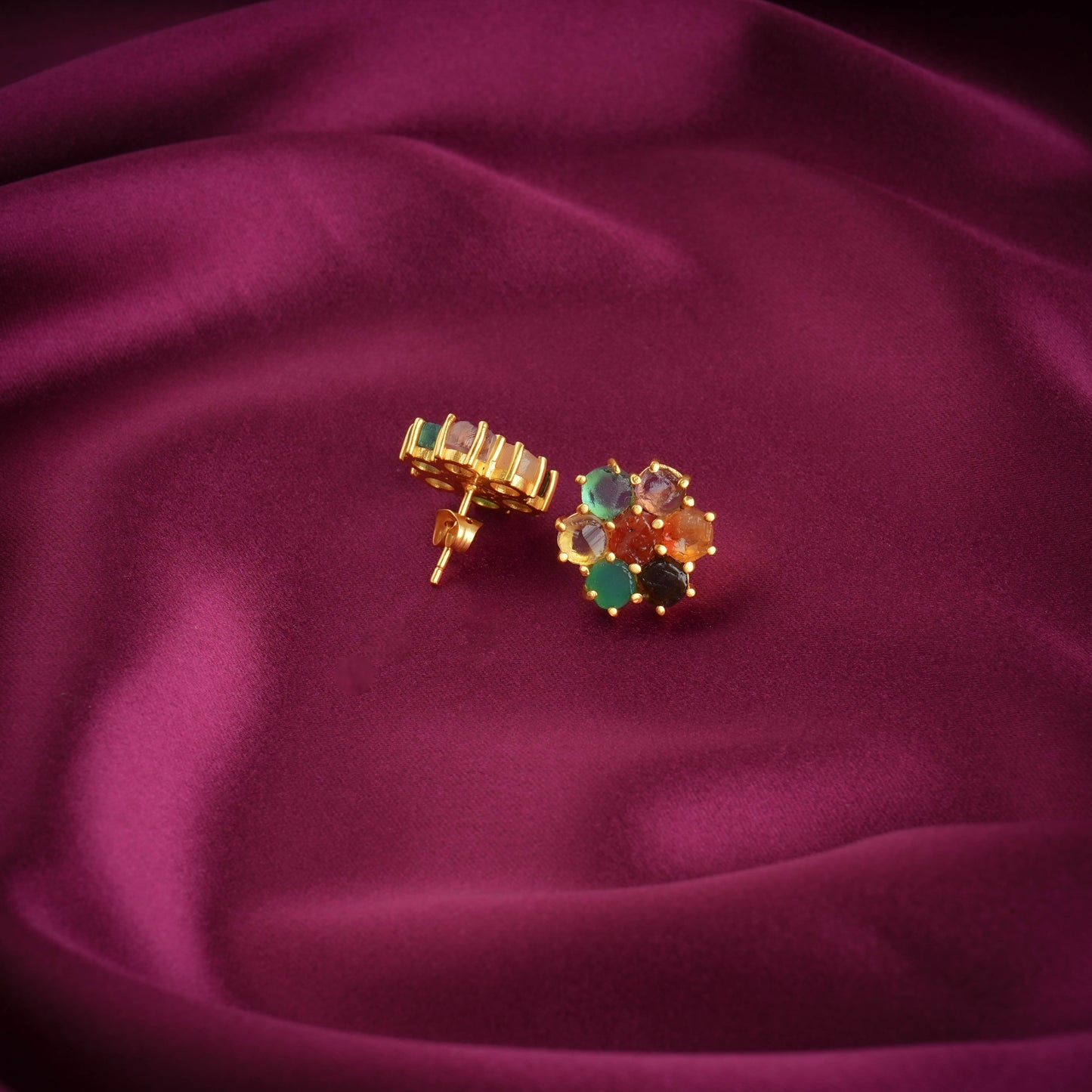Raw Radiance Natural Uncut Semiprecious Stones Studs