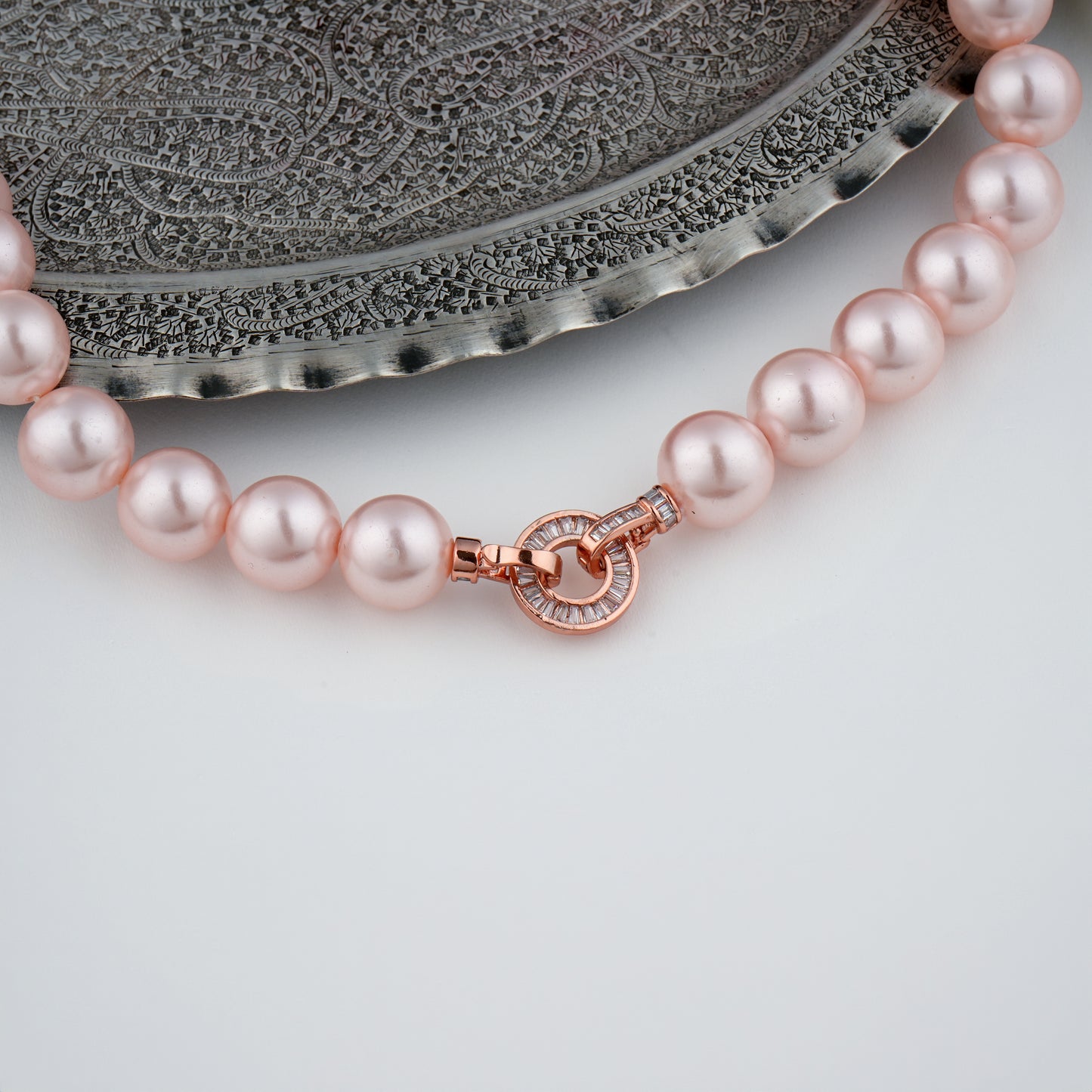 Rose Pink Pearls Necklace( 14mm )