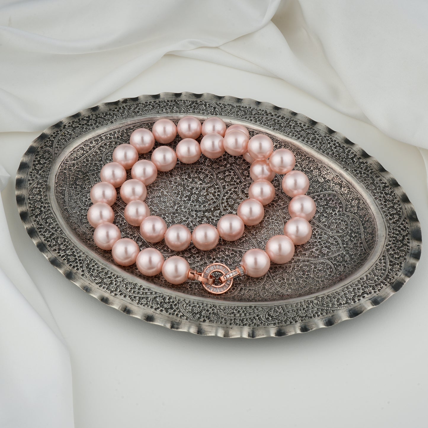 Rose Pink Pearls Necklace( 14mm )