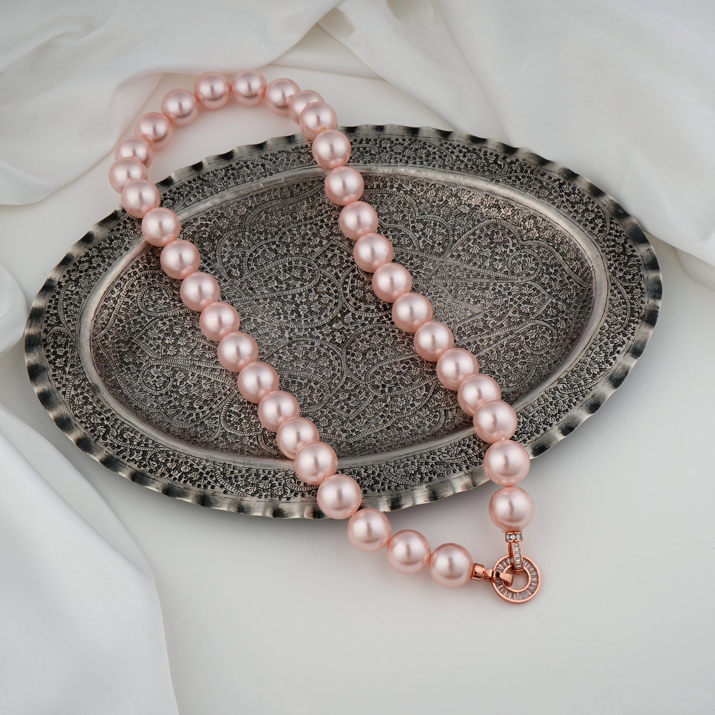 Rose Pink Pearls Necklace( 14mm )