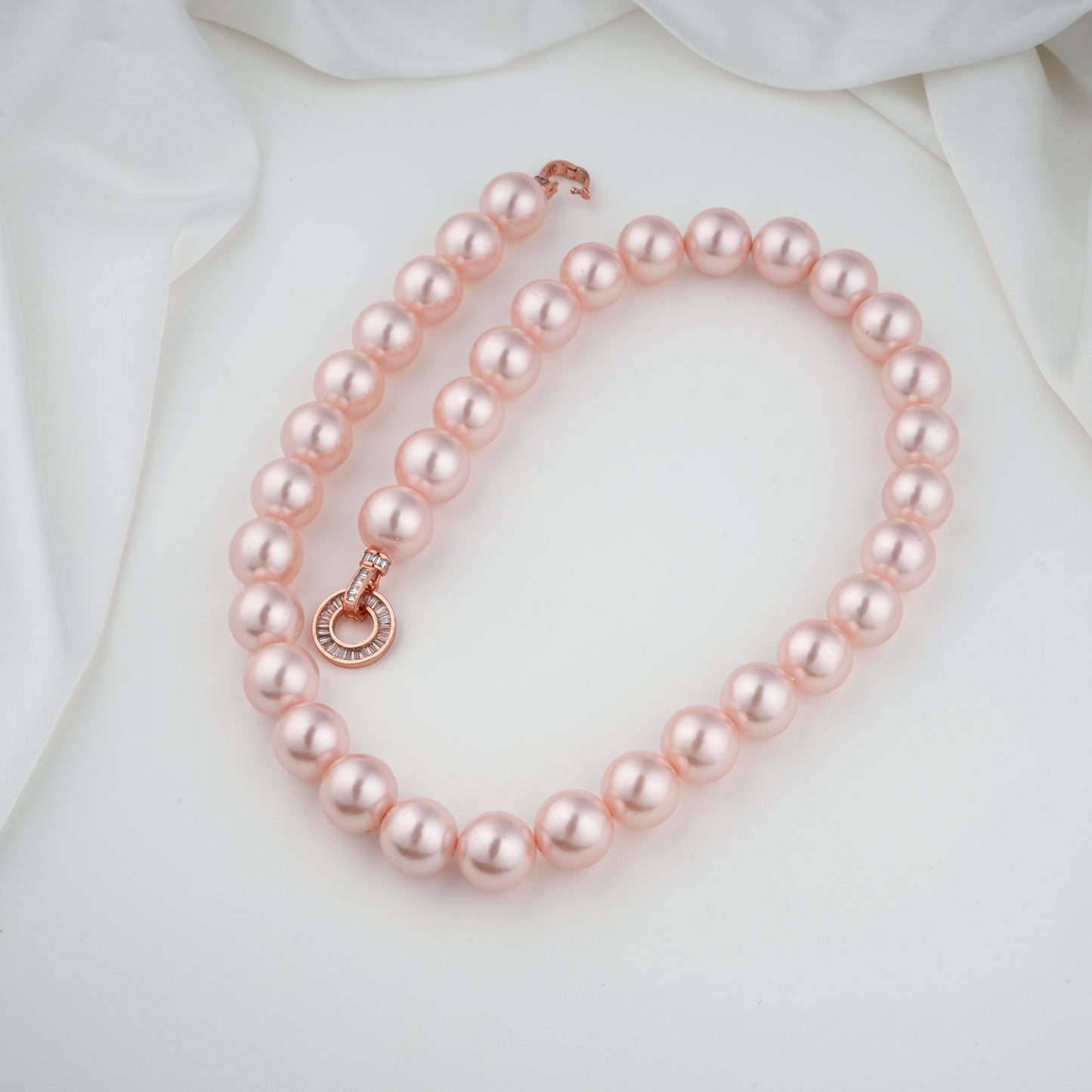 Rose Pink Pearls Necklace( 14mm )