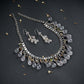 Divine Blush Rose Quartz Drops Silver Necklace Set