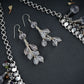 Divine Blush Rose Quartz Drops Silver Necklace Set