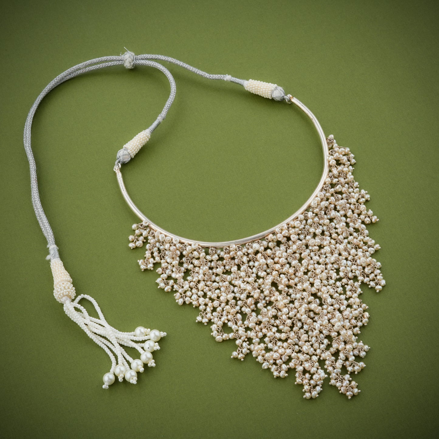 Cascading Pearls Freshwater Pearls Silver Necklace Set