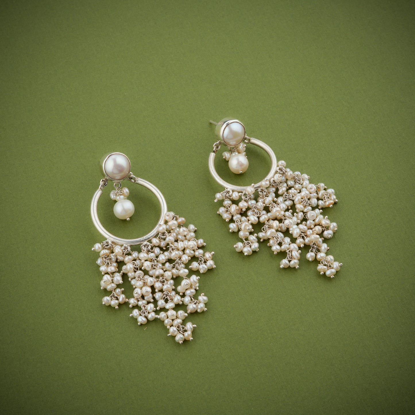 Cascading Pearls Freshwater Pearls Silver Necklace Set