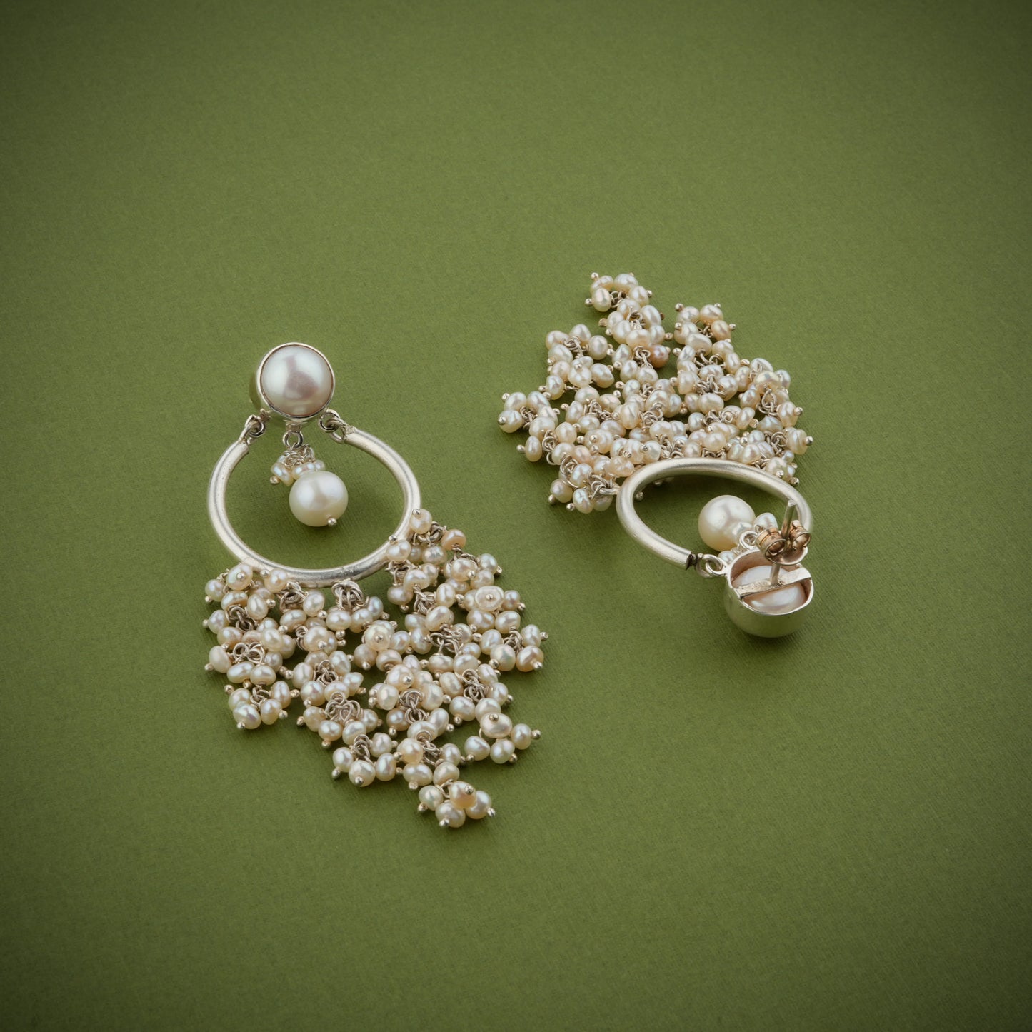 Cascading Pearls Freshwater Pearls Silver Necklace Set